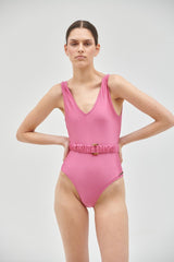 Traje de baño california rosa + cinturón