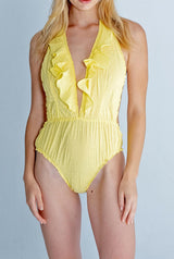 Bañador escote halter Plumetti yellow