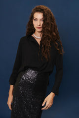 Falda Radziwill lentejuela negra