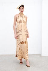 Halter extra long dress - Eco print - Pre-Order