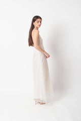 MAXI VESTIDO CON CAPELINA EN ORGANZA DE SEDA