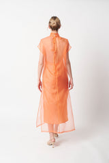 MAXI VESTIDO WONG HALTER EN ORGANZA DE SEDA