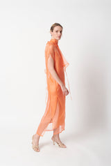 MAXI VESTIDO WONG HALTER EN ORGANZA DE SEDA
