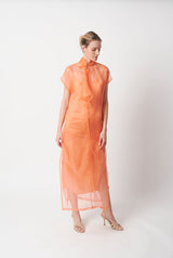 MAXI VESTIDO WONG HALTER EN ORGANZA DE SEDA