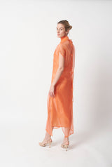 MAXI VESTIDO WONG HALTER EN ORGANZA DE SEDA