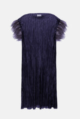 Previo Pleated Dress with Feathers