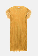 Previo Pleated Dress with Feathers