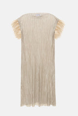 Previo Pleated Dress with Feathers