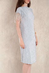 Previo Pleated Dress with Feathers