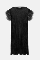 Previo Pleated Dress with Feathers