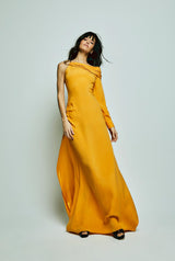 Vestido asimetrico de seda naranja