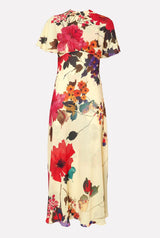 Vestido capelina flores acuareladas amarillo PRE-ORDER