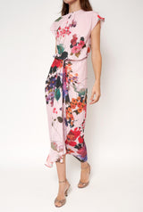 Vestido con falda nudo flores acuareladas PRE-ORDER