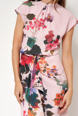 Vestido con falda nudo flores acuareladas PRE-ORDER