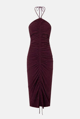 Vestido fruncido lurex punto granate