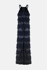 Vestido halter volantes