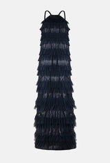 Vestido halter volantes