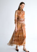 Vestido midi cruzado estampado organza