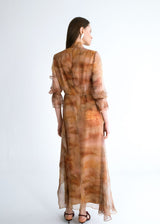 Vestido midi cruzado estampado organza