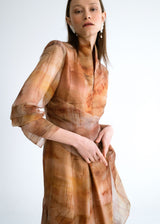 Vestido midi cruzado estampado organza