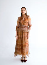 Vestido midi cruzado estampado organza