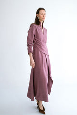 Vestido midi cruzado grape