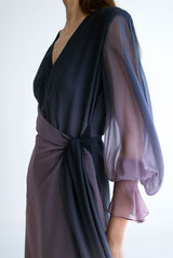 Vestido midi cruzado rose navy