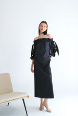 Vestido sin hombros - azul