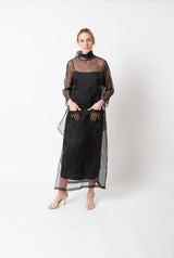 VESTIDO TOTE CON LAZADA TRASERA EN ORGANZA DE SEDA