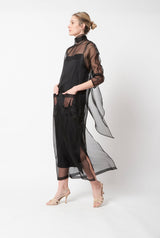 VESTIDO TOTE CON LAZADA TRASERA EN ORGANZA DE SEDA